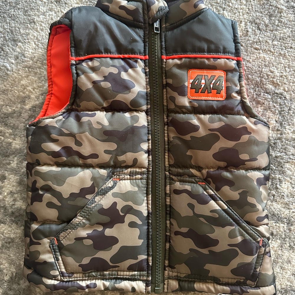 Toddler Camouflage Vest with Orange Accents